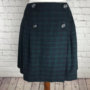 Vintage Tracy Evans Blue and Green Plaid Wrap Skirt - Size 5 Juniors